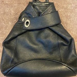 Black leather Italian backpack